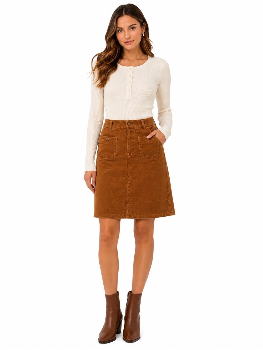 Gap Jeans Brown Corduroy A-Line Skirt Women's Size 8 Cotton Vintage Y2K Prairie